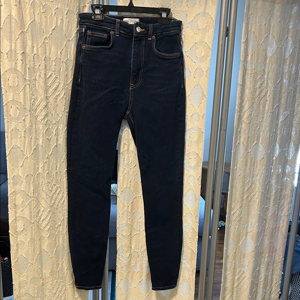 Zara Navy Denim Jeans stretch size 4 high rise